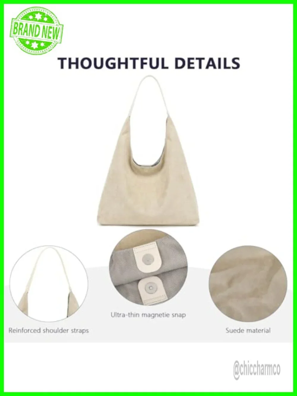 Super Soft Slouchy Hobo Bag, Large Capacity Faux Suede Tote, Work Handbag